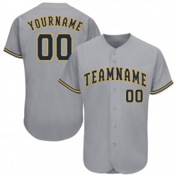 Custom Gray Navy-Gold Baseball Jersey