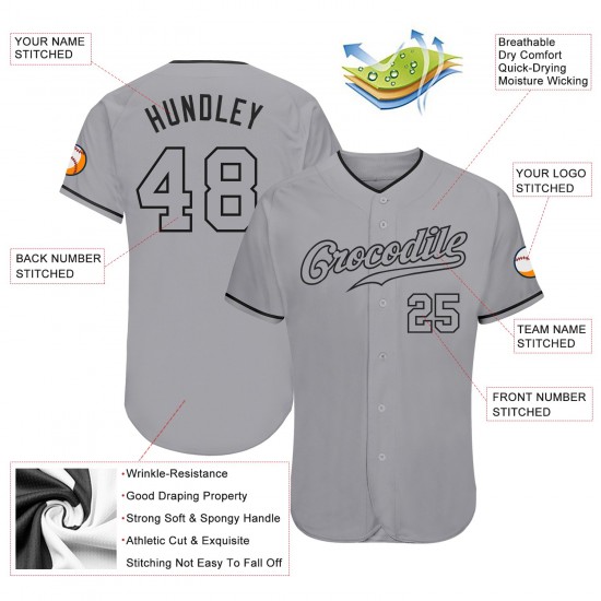 Custom Gray Gray-Black Authentic Baseball Jersey