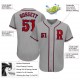 Custom Gray Red-Navy Authentic Baseball Jersey