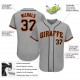 Custom Gray Black-Orange Authentic Baseball Jersey