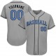 Custom Gray Light Blue-Black Authentic Father's Day Baseball Jersey