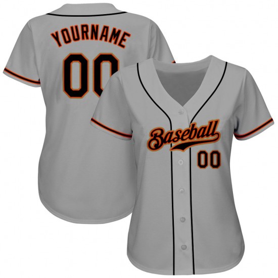 Custom Gray Black-Orange Authentic Baseball Jersey