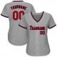 Custom Gray Red-Navy Authentic Baseball Jersey