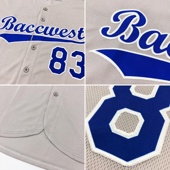 Custom Gray Navy-White Authentic Baseball Jersey