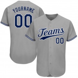 Custom Gray Royal-White Authentic Baseball Jersey