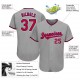 Custom Gray Red-Navy Authentic Baseball Jersey