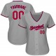 Custom Gray Red-Navy Authentic Baseball Jersey