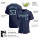 Custom Navy Gray-Aqua Authentic Baseball Jersey