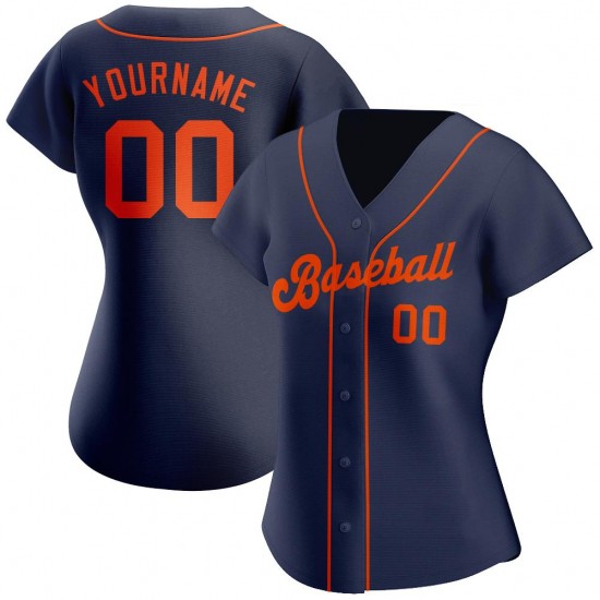 Custom Navy Orange Authentic Baseball Jersey