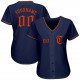 Custom Navy Orange Authentic Baseball Jersey