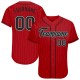 Custom Red Black Strip Black-White Authentic Baseball Jersey