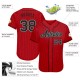 Custom Red Black Strip Black-White Authentic Baseball Jersey