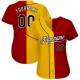 Custom Red Black-Gold Authentic Split Fashion Baseball Jersey