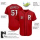 Custom Red White-Black Authentic Baseball Jersey