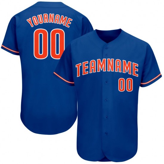 Custom Royal Orange-White Authentic Baseball Jersey