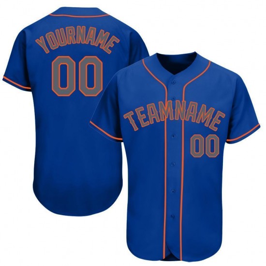 Custom Royal Gray-Orange Baseball Jersey