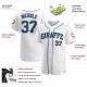 Custom White Navy-Aqua Authentic Baseball Jersey