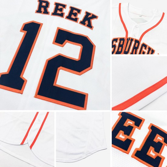 Custom White Orange-Black Authentic Baseball Jersey