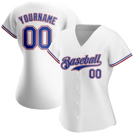 Custom White Royal-Red Authentic Baseball Jersey