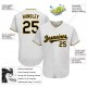 Custom White Black-Gold Authentic Baseball Jersey