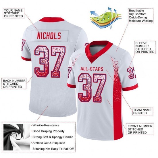 Custom White Scarlet-Royal Mesh Drift Fashion Football Jersey