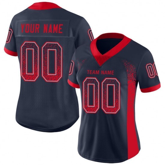 Custom Navy Scarlet-Gray Mesh Drift Fashion Football Jersey