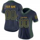 Custom Navy Green-Gold Mesh Drift Fashion Football Jersey