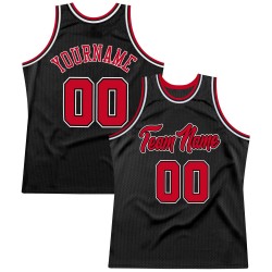 Custom Black Red-White Authentic Throwback Basketball Jersey