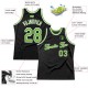 Custom Black Neon Green-White Authentic Throwback Basketball Jersey