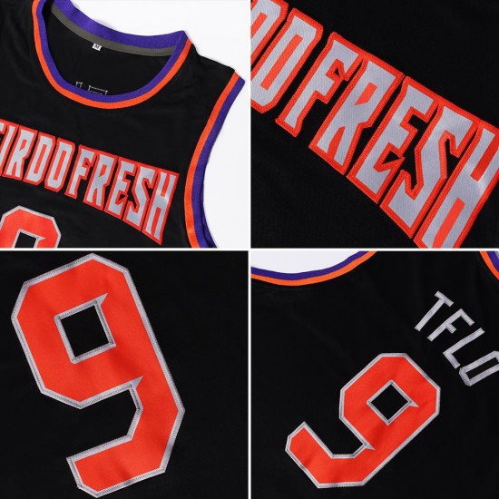 Custom Black White-Red Authentic Throwback Basketball Jersey