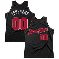 Custom Black Red-White Authentic Throwback Basketball Jersey