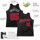 Custom Black Red-White Authentic Throwback Basketball Jersey