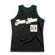 Custom Black White-Hunter Green Authentic Throwback Basketball Jersey