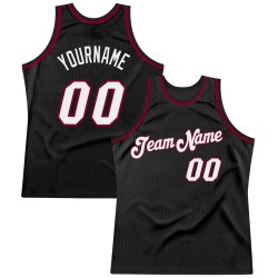 Custom Black White-Maroon Authentic Throwback Basketball Jersey