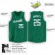 Custom Kelly Green White V-Neck Basketball Jersey