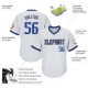 Custom White Blue-Navy Authentic Throwback Rib-Knit Baseball Jersey Shirt