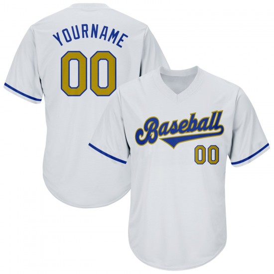 Custom White Old Gold-Royal Authentic Throwback Rib-Knit Baseball Jersey Shirt