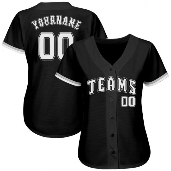 Custom Black White-Gray Authentic Baseball Jersey