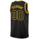 Custom Black Black-Gold Round Neck Rib-Knit Basketball Jersey