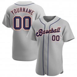 Custom Gray Navy-Orange Authentic Baseball Jersey