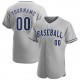 Custom Gray Navy-White Authentic Baseball Jersey