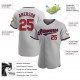 Custom Gray Red-Navy Authentic Baseball Jersey