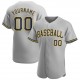 Custom Gray Navy-Gold Authentic Baseball Jersey