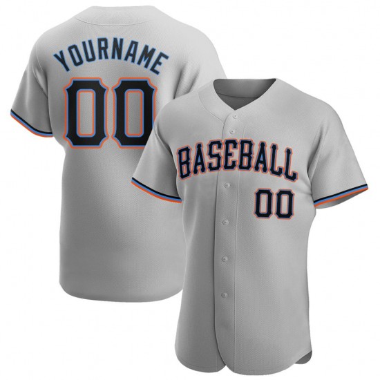 Custom Gray Black-Powder Blue Authentic Baseball Jersey