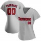 Custom Gray Red-Navy Authentic Baseball Jersey