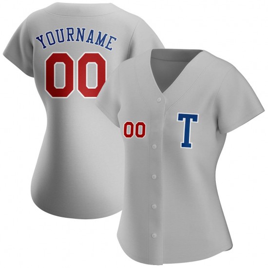 Custom Gray Red-Royal Authentic Baseball Jersey