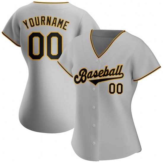 Custom Gray Black-Gold Authentic Baseball Jersey