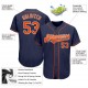 Custom Navy Orange-White Authentic Baseball Jersey