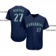 Custom Navy Gray-Aqua Baseball Jersey