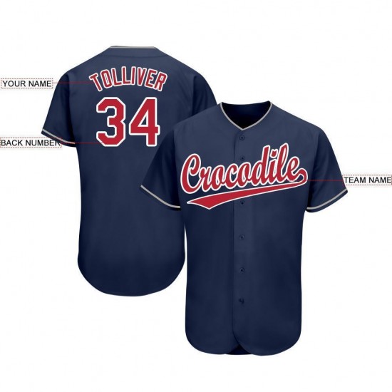 Custom Navy Red-White Baseball Jersey